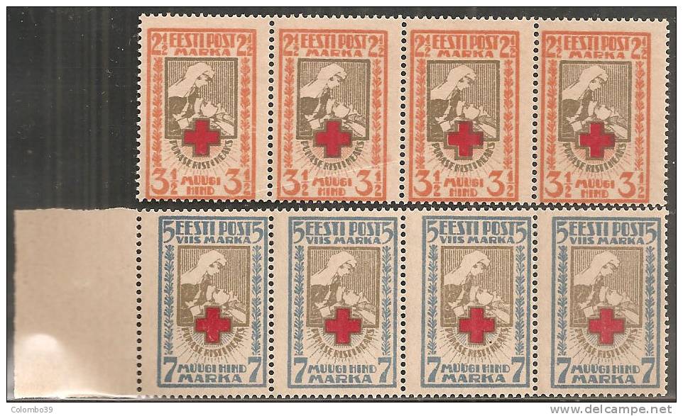 Estonia 1921 Nuovo** - Mi. 29A/30A Strisce 4x - Estonie