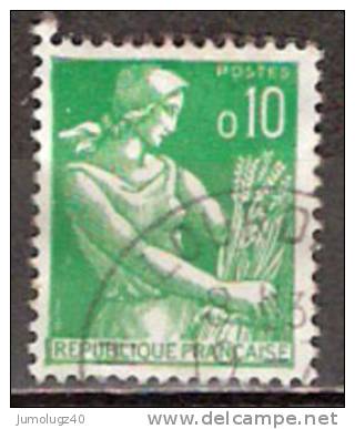 Timbre France Y&T N°1231 (03) Obl.  Moissonneuse.  10 C. Vert. Cote 0,15 € - 1957-1959 Reaper