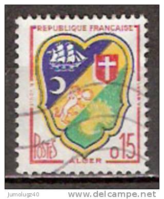 Timbre France Y&T N°1232 (05) Obl.  Armoirie D´Alger.  15 C. Polychrome. Cote 0,20 € - 1941-66 Coat Of Arms And Heraldry