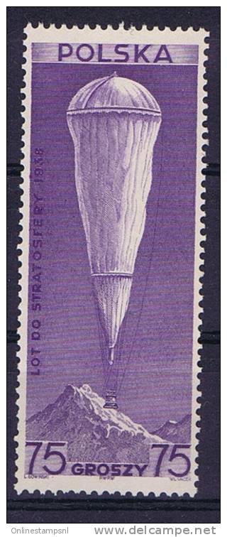 Poland/Polen, 1938 Mi 329 Not Used (*), PROPOSED POLISH STRATOSPHARE FLIFHT 75 Gr. From 1938., No Gum - Ongebruikt