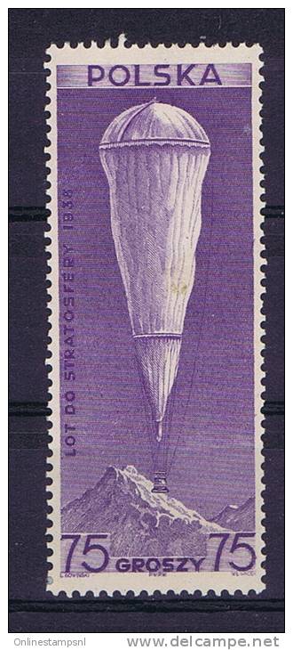 Poland/Polen, 1938 Mi 329 Not Used (*), PROPOSED POLISH STRATOSPHARE FLIFHT 75 Gr. From 1938., No Gum - Nuevos