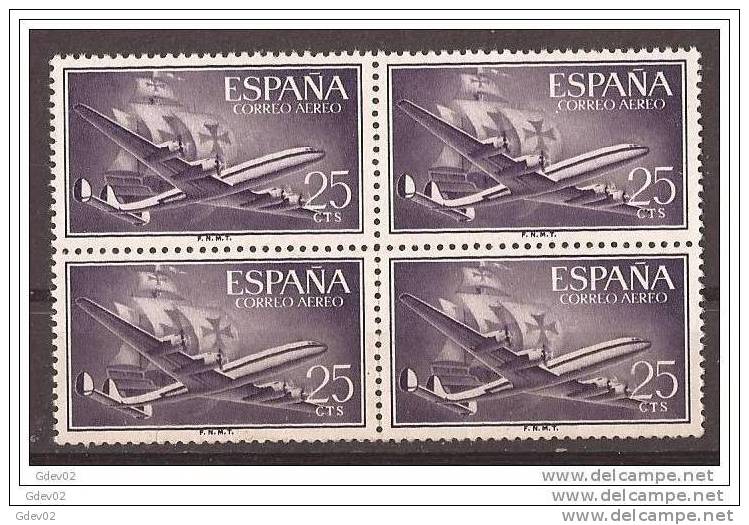 ES1170BL4-LA313TA.Spain Espagne SUPER-CONSTELLATION Y NAO SANTA MARIA 1955/56.(Ed.1170**)sin Charnela LUJO  BLOQUE 4 - Ungebraucht