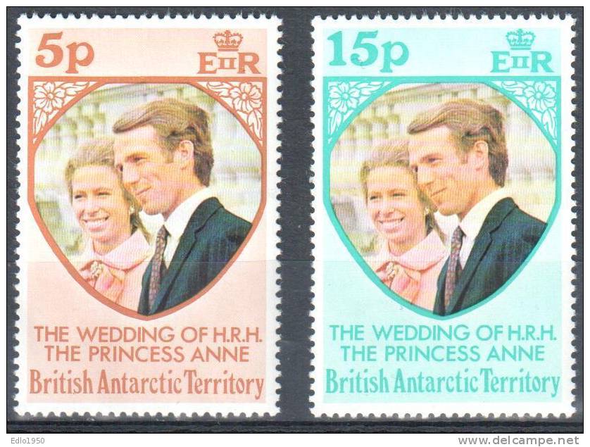 BAT British Antarctic Territory 1973 Royal Wedding - Mi. 60-61 -  MNH - Ungebraucht