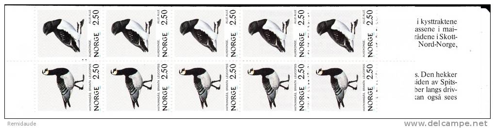 NORVEGE -  CARNET 839 **  - COTE YVERT = 15 EUROS - OISEAUX - Postzegelboekjes