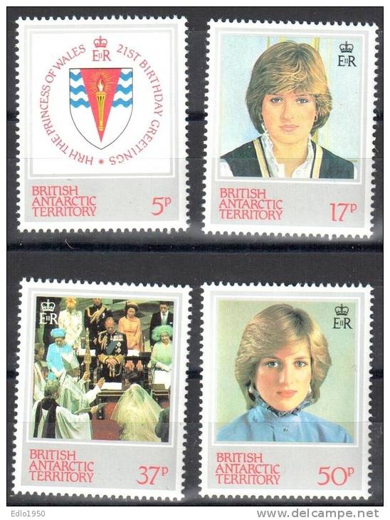 BAT British Antarctic Territory 1982 Princess Diana - Mi.94-97 -  MNH - Unused Stamps