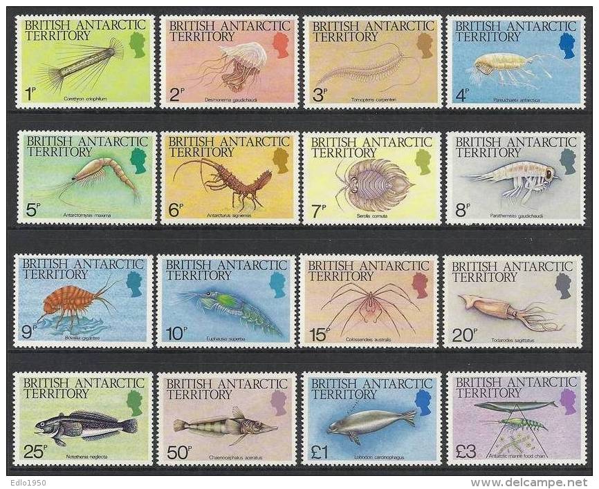 BAT British Antarctic Territory 1984 Marine Life - Mi.108-123 -  MNH - Ungebraucht