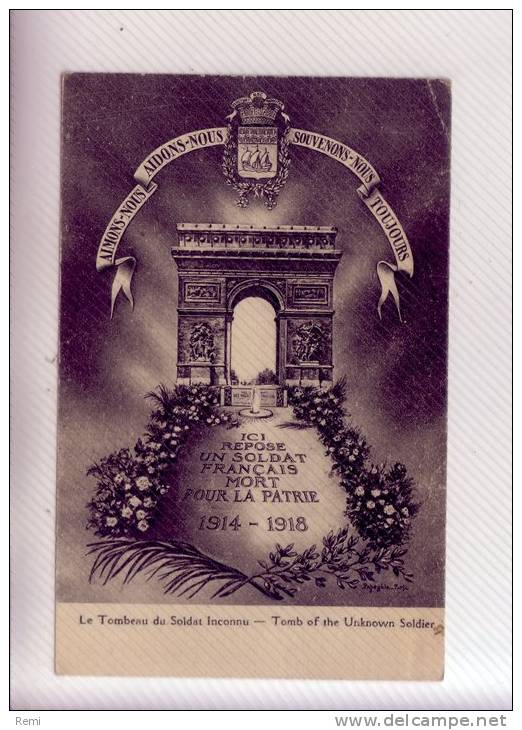 75 PARIS TOMBE Du SOLDAT INCONNU Militaire Militaria Arméee Guerre 1914 1918 - Arc De Triomphe