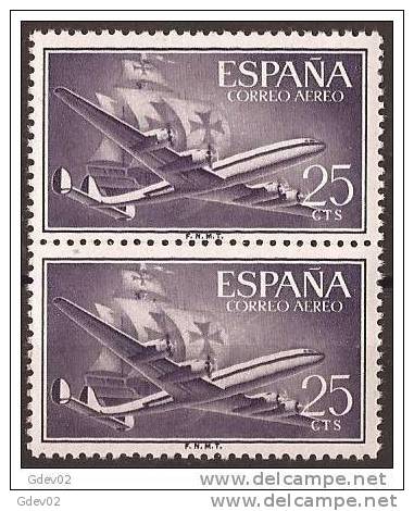 ES1170-LA970TTOM.Spain Espagne SUPER-CONSTELLATION Y NAO SANTA MARIA 1955/56.(Ed. 1170**)sin Charnela LUJO  BLOQUE DE 2 - Otros (Mar)