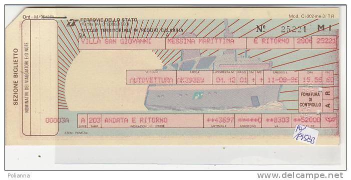 PO7958B# BIGLIETTO FERROVIE DELLO STATO - NAVE TRAGHETTO VILLA S.GIOVANNI-MESSINA MARITTIMA 1996 - Europa