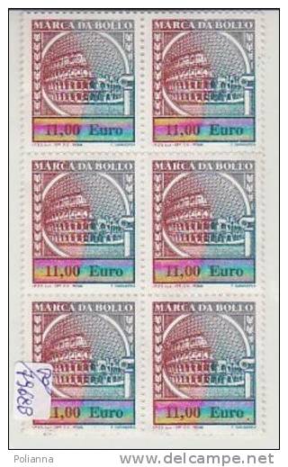 PO7968B# SESTINA MARCA DA BOLLO 11&euro; X 6 NUOVI - Revenue Stamps