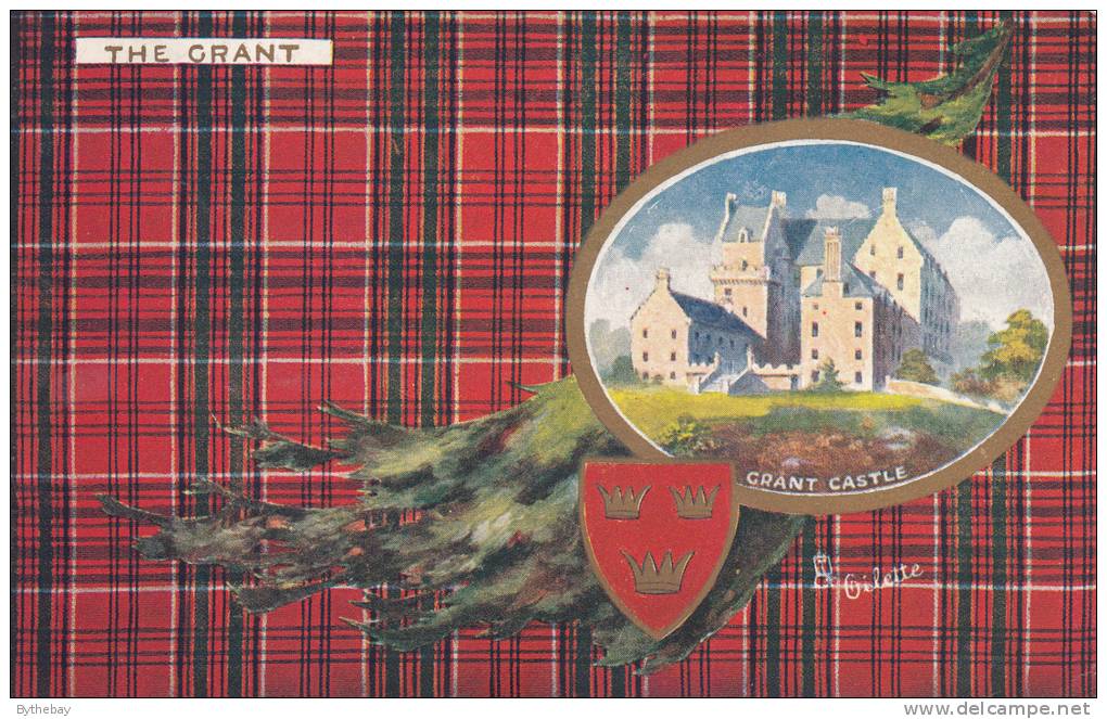 Tuck - The Grant - Grant Castle Scottish Clans Series II Postcard 9403 Postmark: Halifax-St. John RPO Day Jul 7 08 - Genealogie