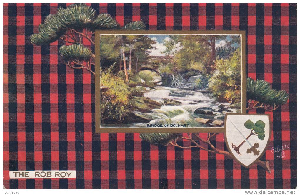 Tuck - The Rob Roy - Bridge Of Dolhart Scottish Clans Series III Postcard 9458 Postmark: Amherst, NS Jul 28 1908 - Genealogy