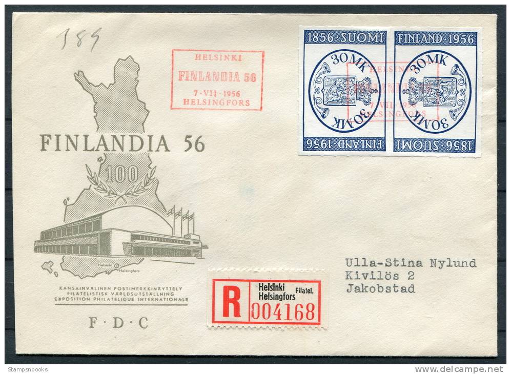 1956 Finland Finlandia Stamp Exhibition - Registered First Day Cover - Philatelic Exhibitions