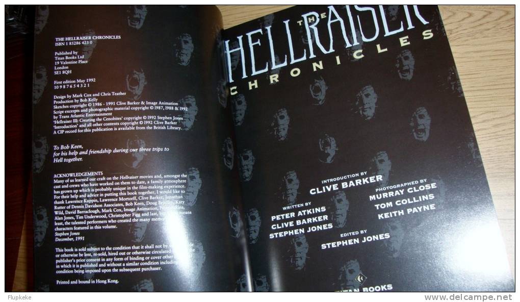 The Hellraiser Chronicles Stephen Jones Titan Books 1992 Clive Barker - Films