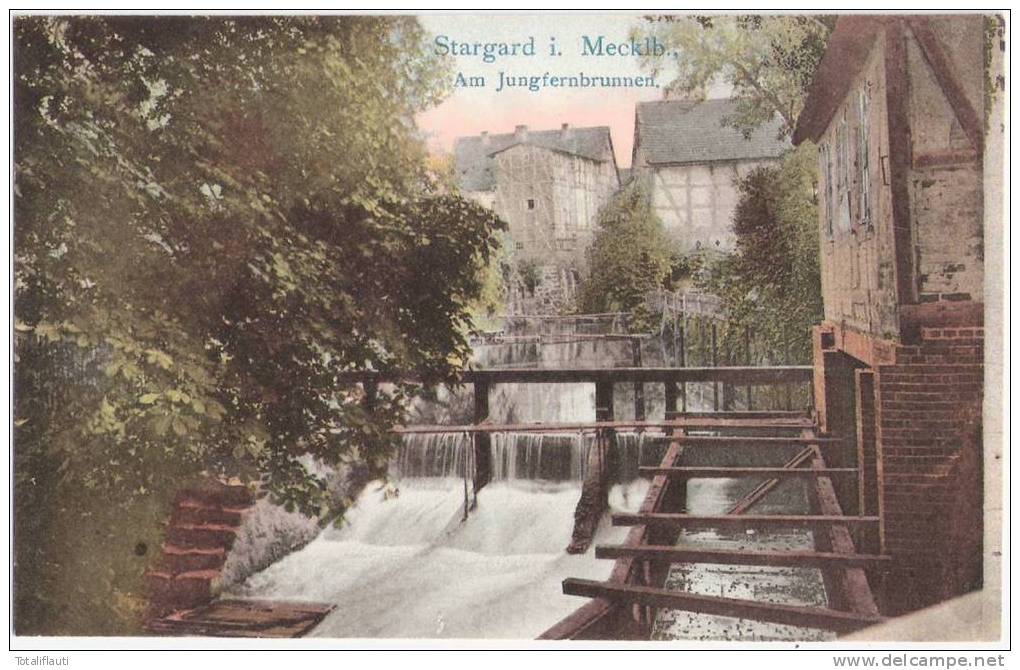 Burg Stargard Mecklenburg Jungfernbrunnen Color Stauwehr Mühle Sohlgleite Aalfang Ungelaufen TOP-Erhaltung - Neubrandenburg