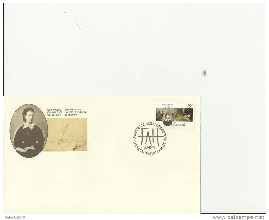 CANADA 1988 – FDC 150 YEARS BIRTH OF FRANCES ANN HOPKINS – PAINTER    W 1 ST OF 37 C POSTM THUNDER BAY - ONT  NOV 18 –RE - 1981-1990