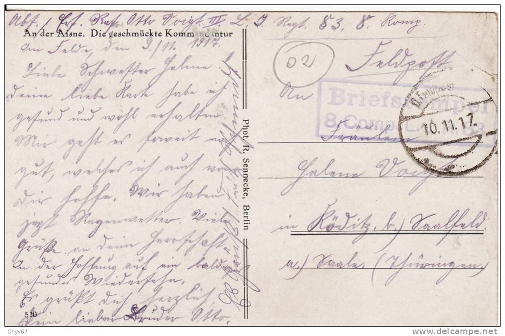 Carte Postale Militaire Allemand-KOMMANDANTUR An Der AISNE-Meuse-Ardennes Marne? A SITUER- Guerre 1914-1918-  2 SCANS- - Materiale