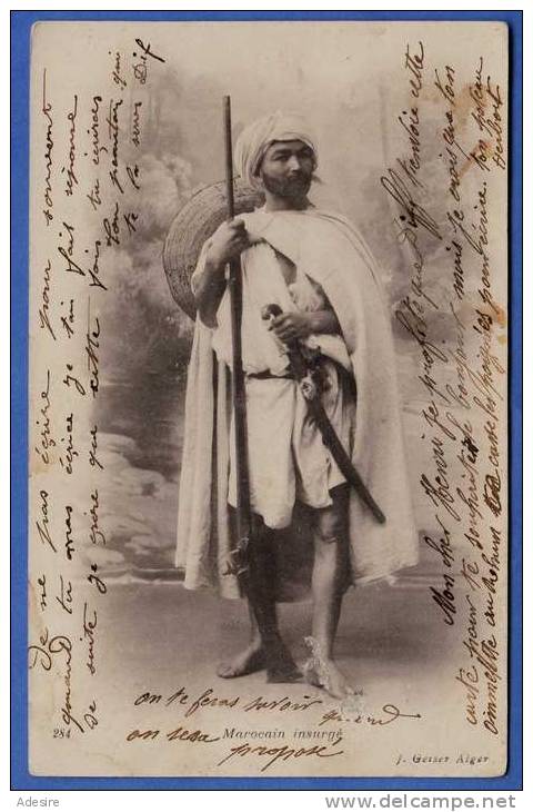 Marokko, Rebell Mit Säbel Und Gewehr; Maroc, Marocaine Insurge; Gelaufen 1907, Seltene Originalkarte - Autres & Non Classés