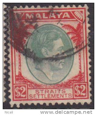 STRAITS SETTLEMENT 1937 $2 KGVI SG 291 U XY275 - Straits Settlements