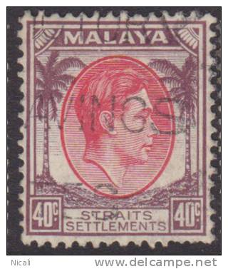 STRAITS SETTLEMENT 1937 40c KGVI SG 288 U XY274 - Straits Settlements