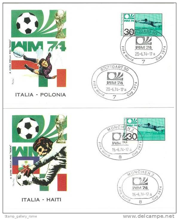 GIRO COMPLETO DEGLI ANNULLI MONDIALI DI CALCIO MONACO 1974 - SOCCER - WORLD CHAMPIONSHIP 7 FDC - 1974 – Germania Ovest