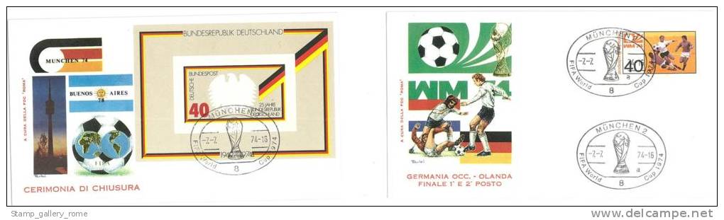 GIRO COMPLETO DEGLI ANNULLI MONDIALI DI CALCIO MONACO 1974 - SOCCER - WORLD CHAMPIONSHIP 7 FDC - 1974 – Germania Ovest
