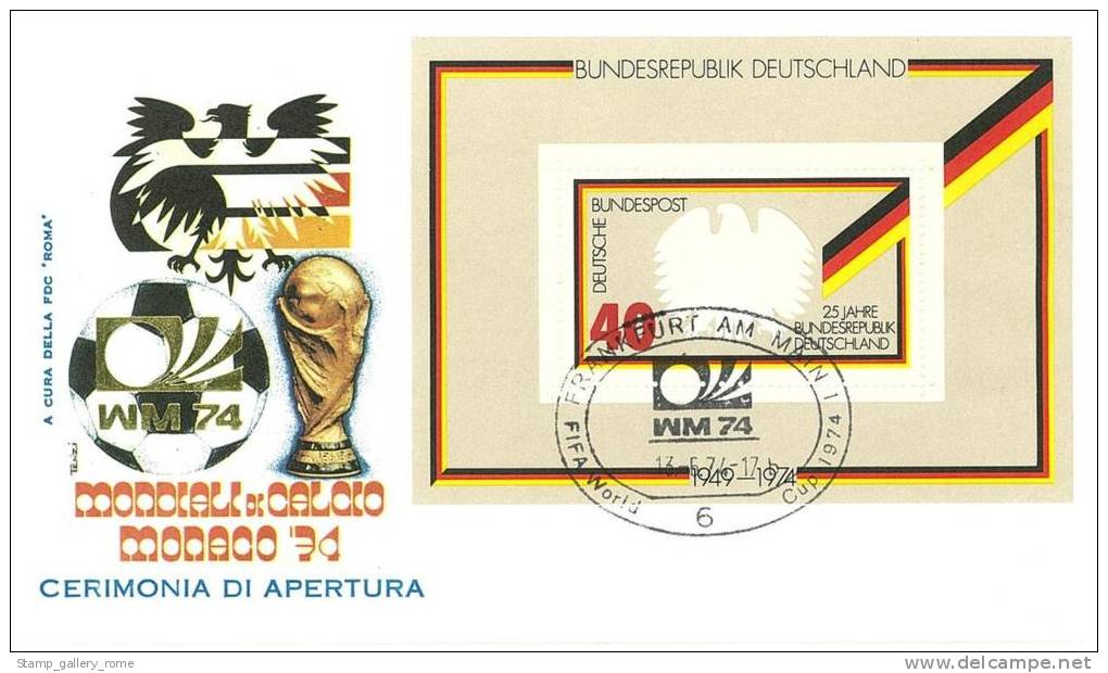 GIRO COMPLETO DEGLI ANNULLI MONDIALI DI CALCIO MONACO 1974 - SOCCER - WORLD CHAMPIONSHIP 7 FDC - 1974 – Germania Ovest