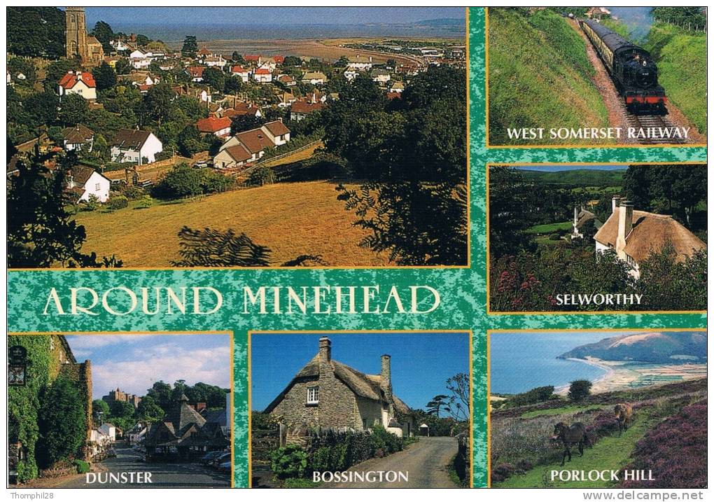 AROUND MINEHEAD : Dunster / Bossington / Porlock Hill / Selworthy / West Somerset Railway - 2 Scans - Minehead
