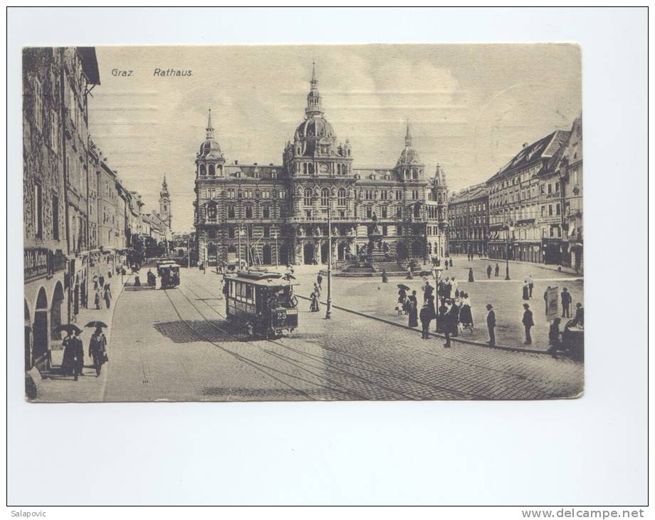 Graz  Rathaus, Tramway  1913  2 SCANS - Other & Unclassified