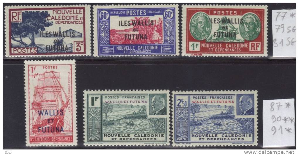 WALLIS Et FUTUNA 1939 / 1941   Lot  Poste Yvert N° 77 - 79 - 81 - 87 - 90 - 91 Neufs - Neufs