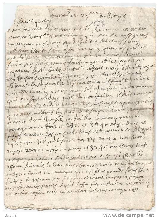 - Lettre - ANCIEN REGIME  - MERVAL - Lettre De 1695 - SUP - ....-1700: Précurseurs