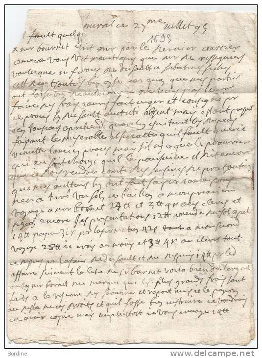 - Lettre - ANCIEN REGIME  - MERVAL - Lettre De 1695 - SUP - ....-1700: Voorlopers