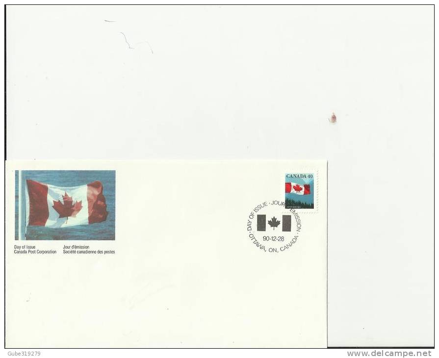 CANADA 1990 – FDC 25 YEARS OF THE MAPLE LEAF AS CANADA SYMBOL  W 1 STAMP  OF 40 C POSTM. OTTAWA, ON DEC 28 RE2166 - 1981-1990