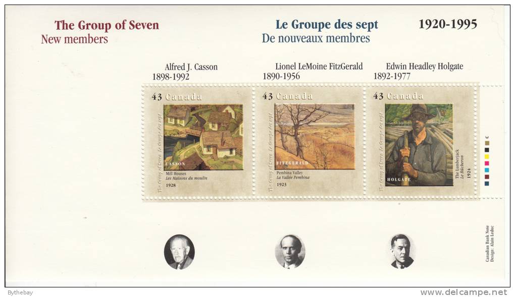 Canada MNH Scott #1561 Souvenir Sheet Of 3 43c Paintings By Group Of Seven New Members - Nuevos