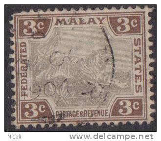 FMS 1904 3c Tiger SG 32 U XY014 - Federated Malay States