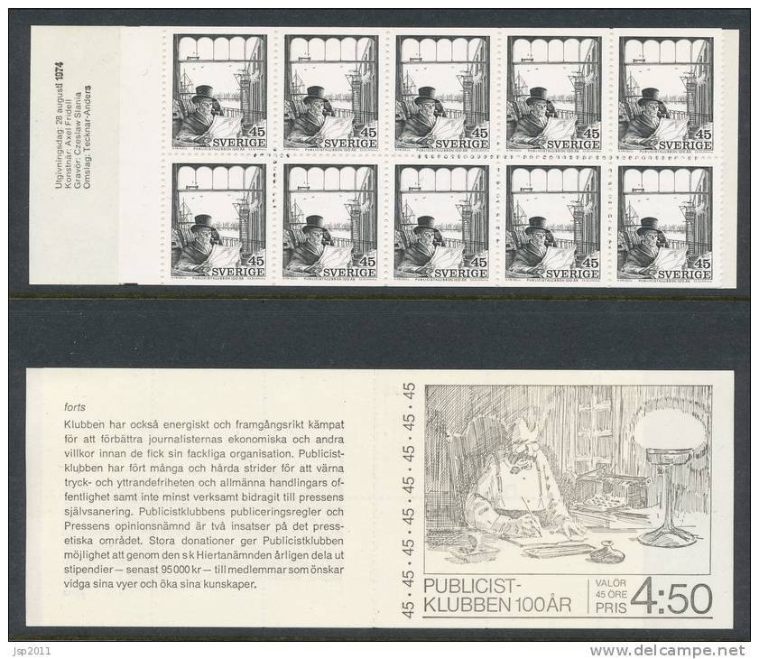 Sweden 1974 Facit #: H278. Centenary Of The Publicists' Club, MHN (**) - 1951-80