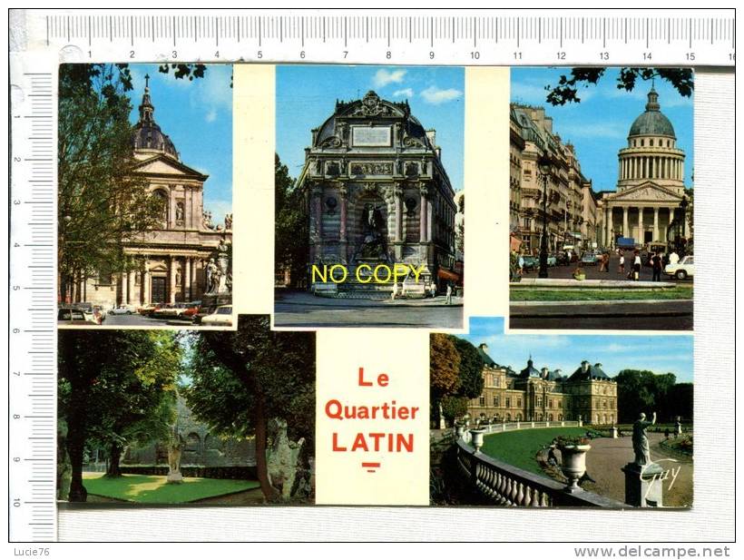 PARIS -  Le Quartier  LATIN - 5 Vues : La Sorbonne, Fontaine Place St Michel, Panthéon, Jardins Cluny, Palais Luxembourg - Enseignement, Ecoles Et Universités