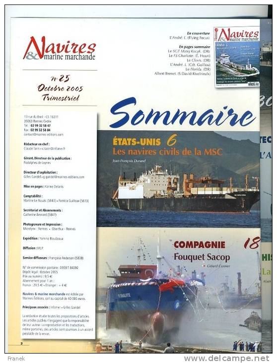 Navires &amp; Marine Marchande N°25 -  "Cie Fouquet-Sacop" - Sommaire Complet En Annexe - Other & Unclassified