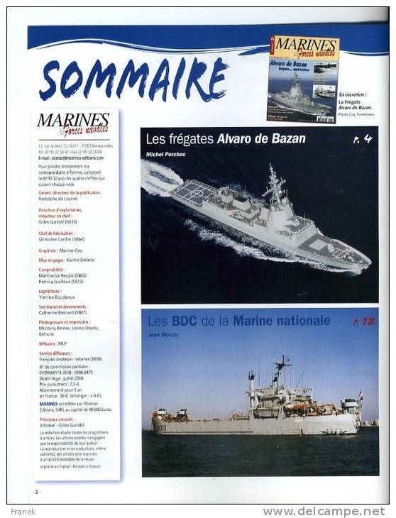 Marines&amp; Forces Navales N° 92 - Frégate "Alvaro De Bazan" -  Sommaire Complet En Annexe - Sonstige & Ohne Zuordnung