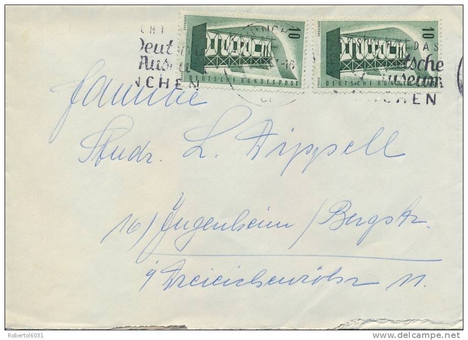 Germany BRD Europe CEPT 1956 Cover 1957 With 2 X 10 Pf. - 1956