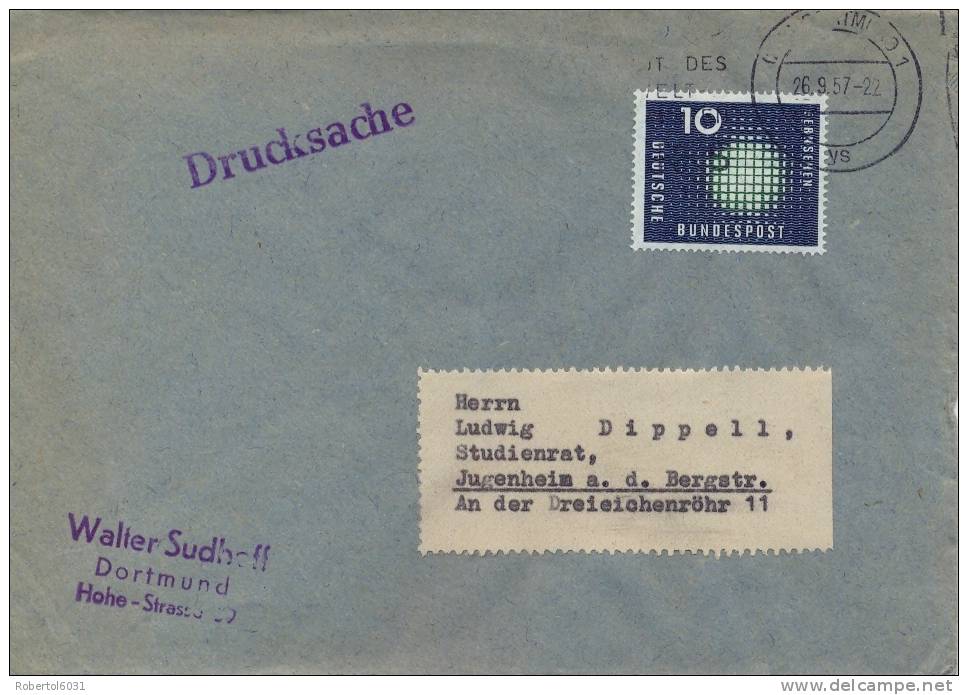 Germany BRD 1957 Cover With 10 Pf. Television Industry - Fabbriche E Imprese