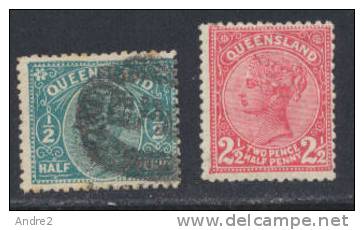 Queensland  1890   1/2p Et 2 1/2p (MH*) - Used Stamps