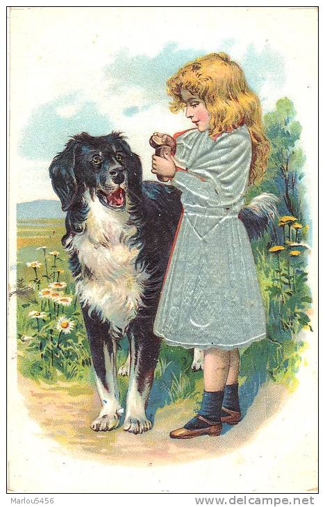 Lot 4 CPA Enfant Avec Chien - Collezioni & Lotti