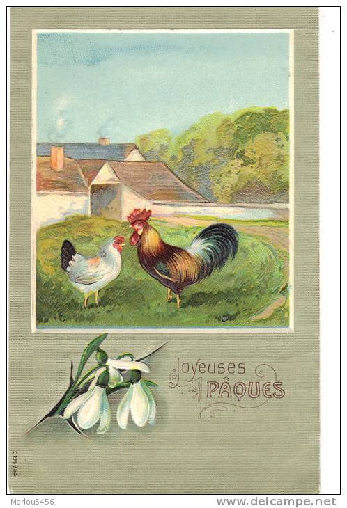 Lot de 6CPA Fantaisie Joyeuses Paques, oeuf, poussins, avion