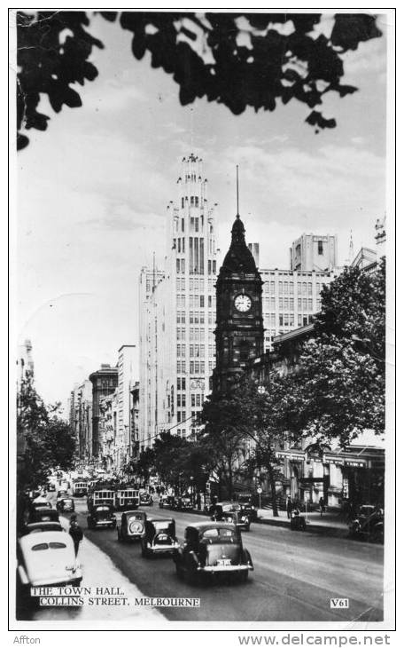 Collins Street Cars Melbourne Old Real Photo Postcard - Melbourne