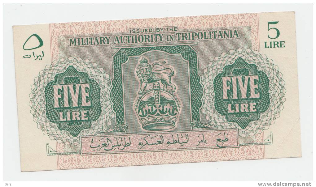 Libya Tripolitania 5 Lire 1943 XF++  P M3 - Libië