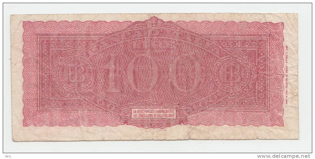 Italy 100 Lire 1944 AVF Banknote P 75a 75 A - 100 Liras