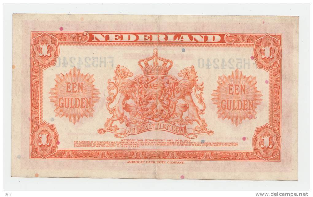 Netherlands 1 Gulden 1943 AXF P 64 - 1 Gulden