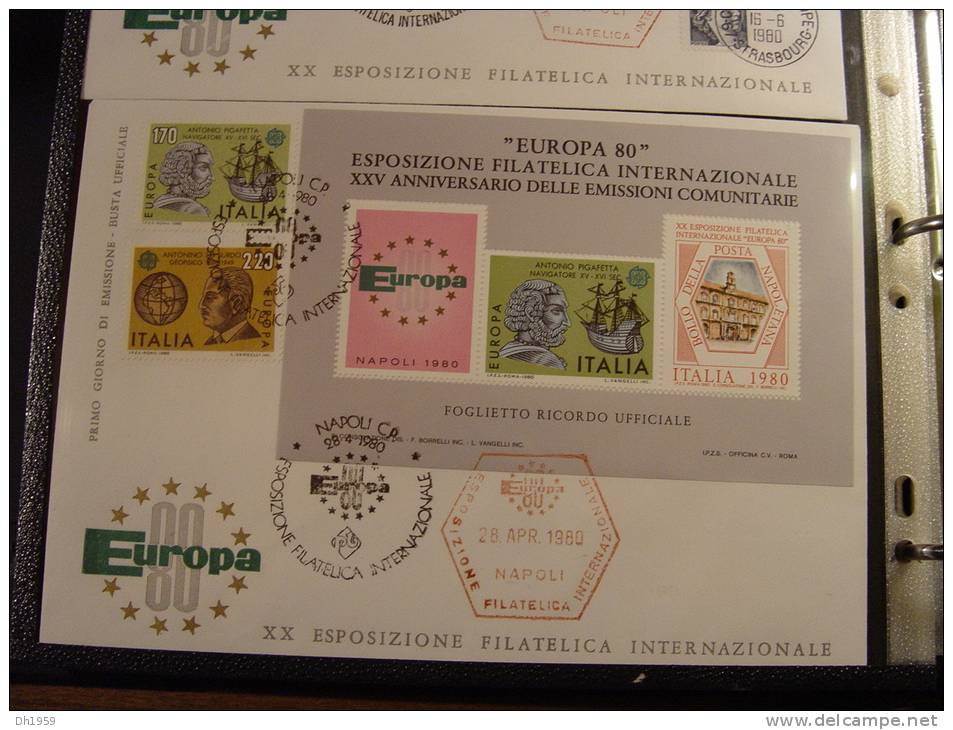 BLOCS EUROPA NAPLES NAPOLI ITALIA + EUROPEX STAMPEX CONSEIL EUROPE FDC COLLECTION DANS CLASSEUR + env. 47 doc.