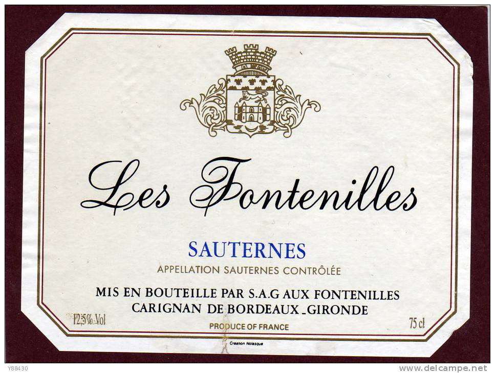 Étiquette  De SAUTERNES - Les Fontenilles - Bergerac